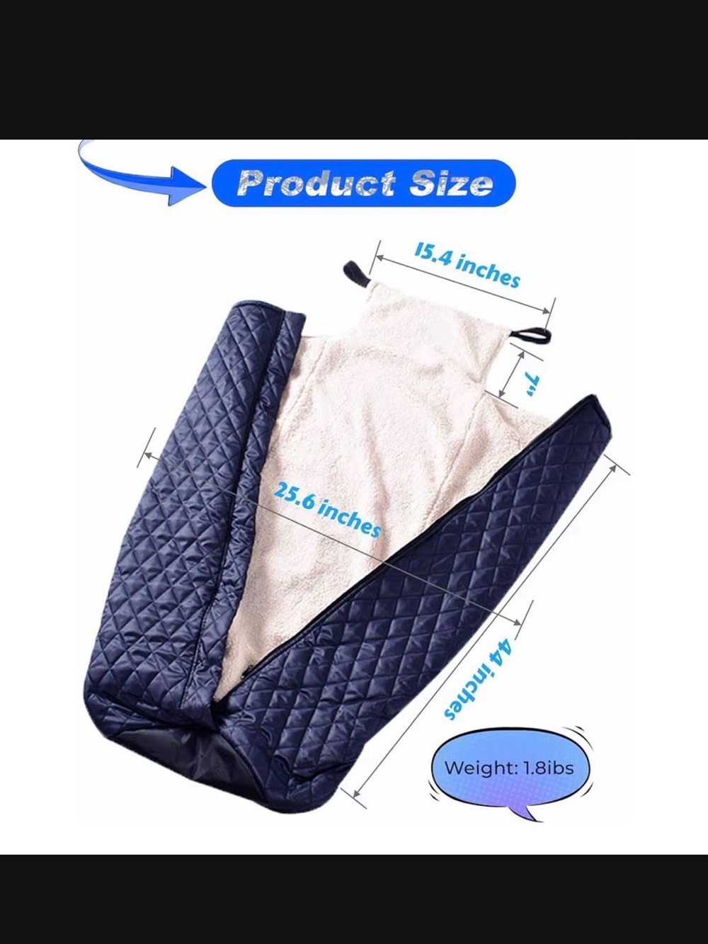 Navy Blue Sherpa-Lined Wheelchair Blanket - Picture 3 of 4
